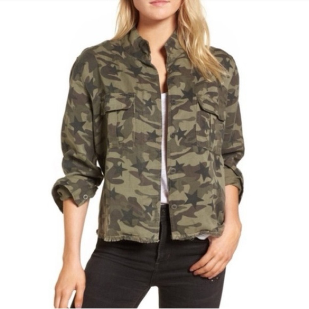 Rails Olive Green Camo Star Print Utility Jacket